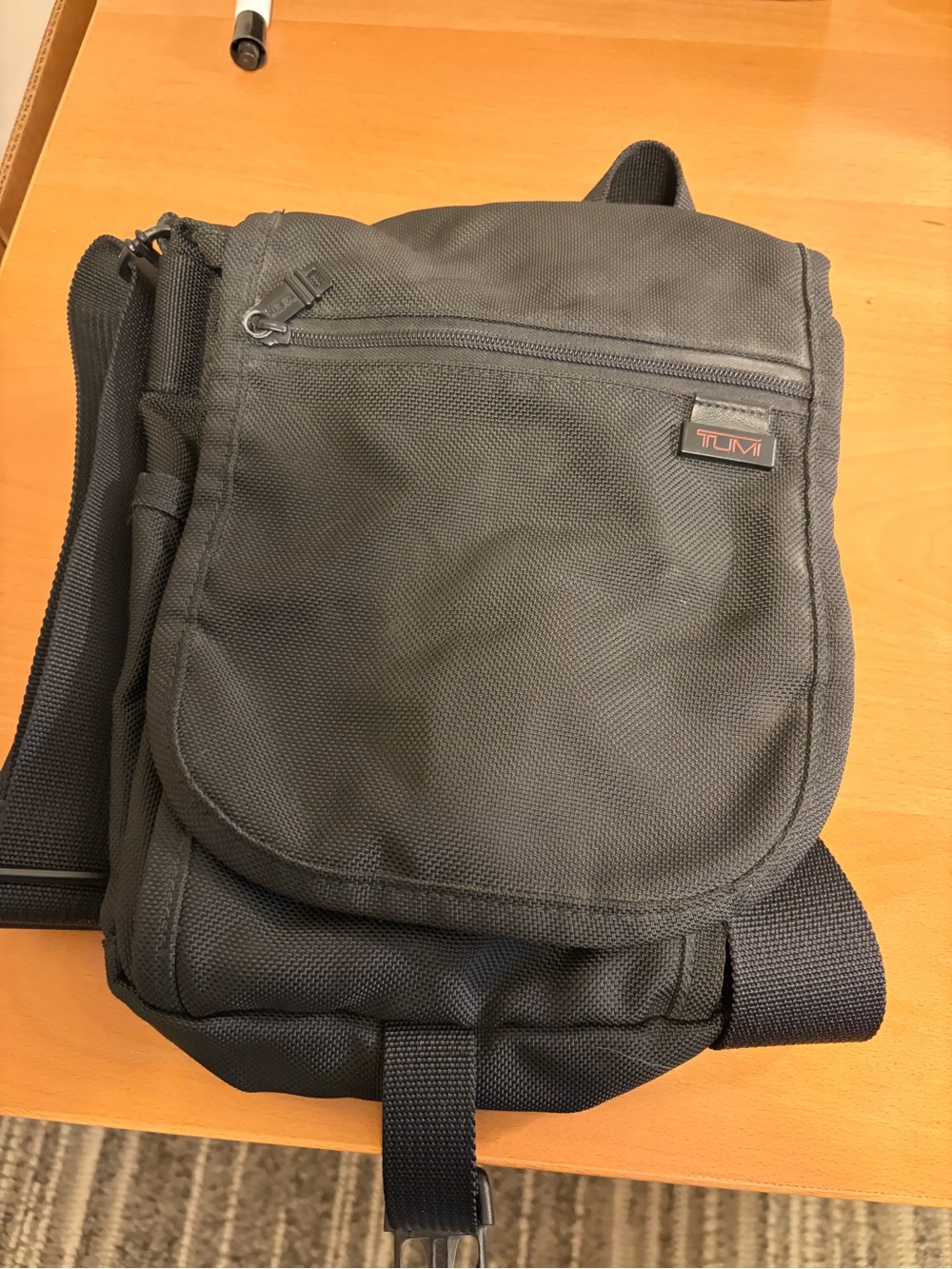 Tumi Black Nylon Messenger Sling Bag